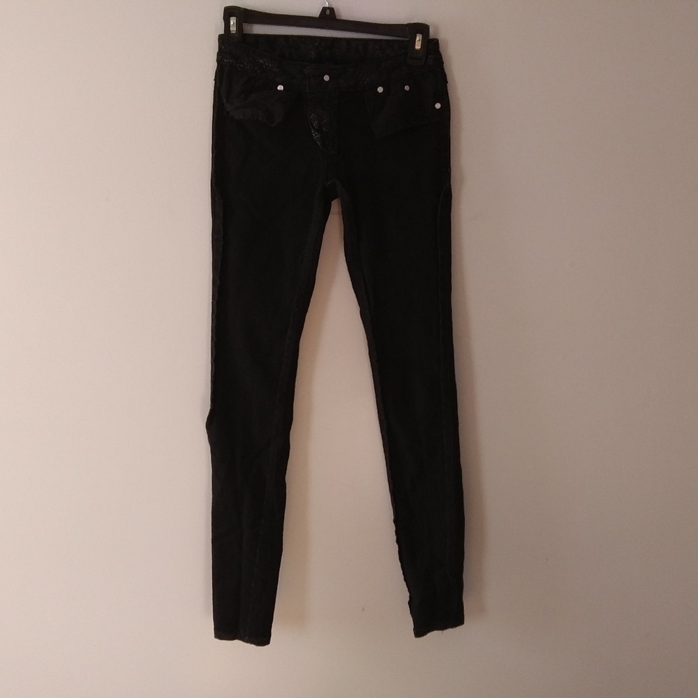 Almost Famous Black faux snake skin print jeans